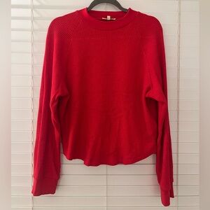 Madewell | Long Sleeve Waffle Knit Crewneck T-Shirt | Red | Large
